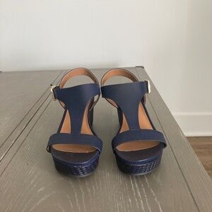 Kenneth Cole Reaction Card Round Toe Wedge Espadrilles – Navy Blue – Size 7M